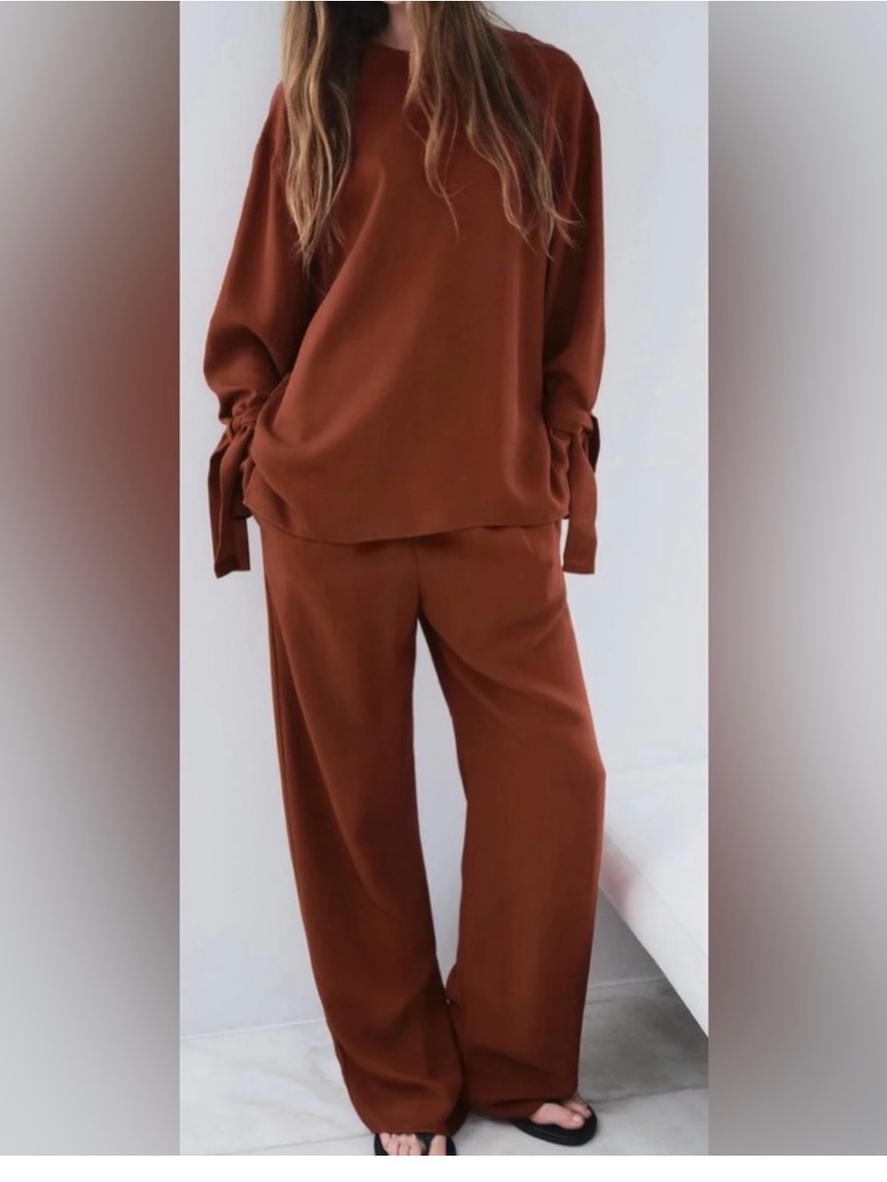 Zara Wide-Leg set in Rust Brown